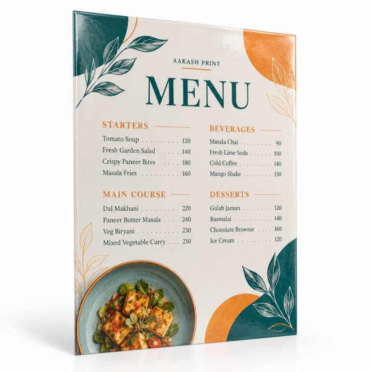 Menu Card A4 Laminated